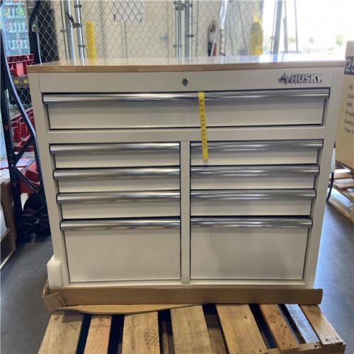 DALLAS LOCATION -  Husky Tool Storage 46 in. W x 18 in. D 9-Drawer Gloss White Mobile Workbench Cabinet