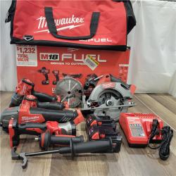 AS-IS MILWAUKEE M18 18-Volt Lithium-Ion Brushless Cordless FUEL Combo Kit (5-Tool) with 2-Batteries, 1-Charger, and Tool Bag