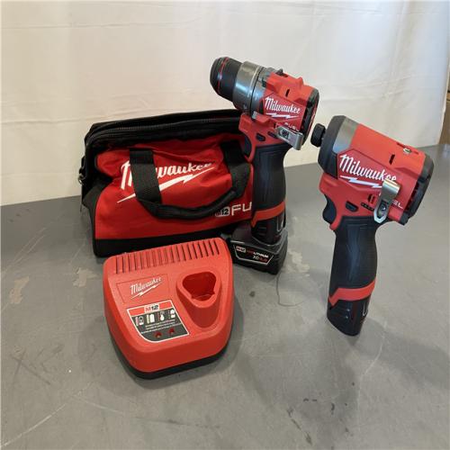 AS-IS - Milwaukee 12V Brushless Hammer Drill and Impact Driver Combo Kit