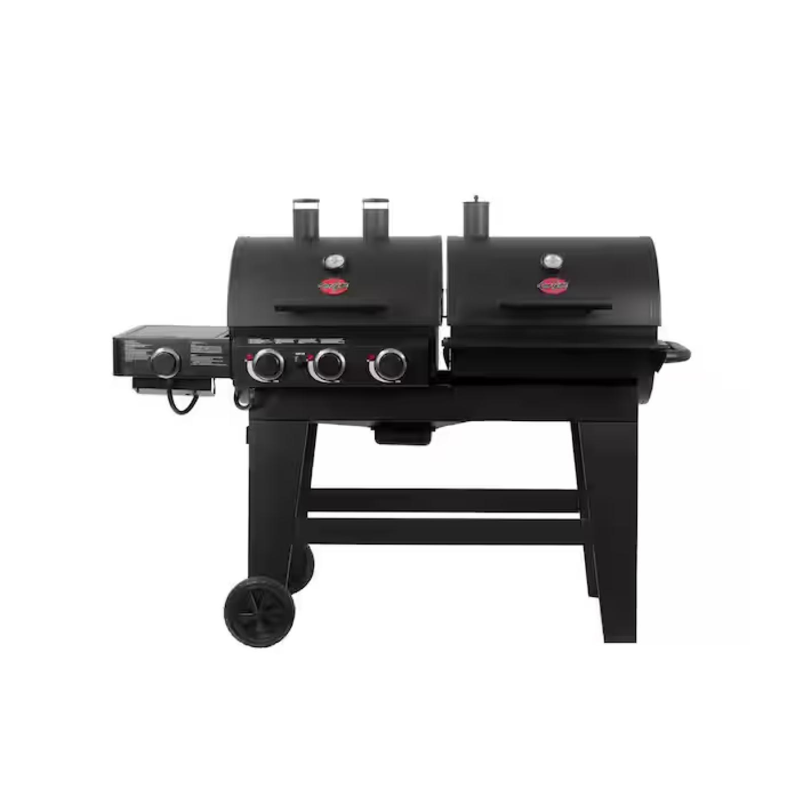 DALLAS LOCATION- NEW!- Char-Griller Double Play 1 260 sq.  in. 3-Burner Gas and Charcoal Grill in Black