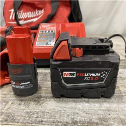 AS-IS Milwaukee FUEL 18V Cordless Mid Torque 1/2 in. Impact Wrench w/ M12 FUEL 3/8 in. Ratchet & Battery/Charger Combo Kit