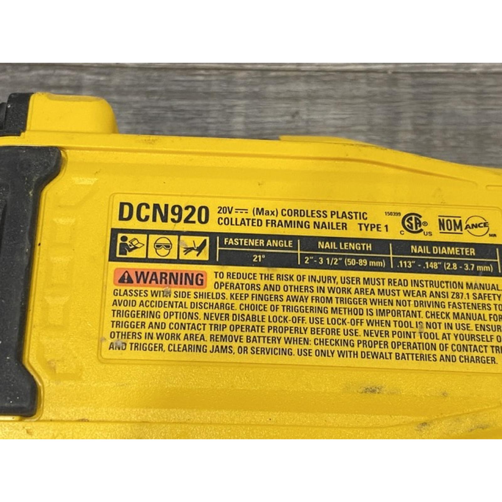 AS-IS DEWALT 20-Volt 21° Cordless Framing Nailer Kit