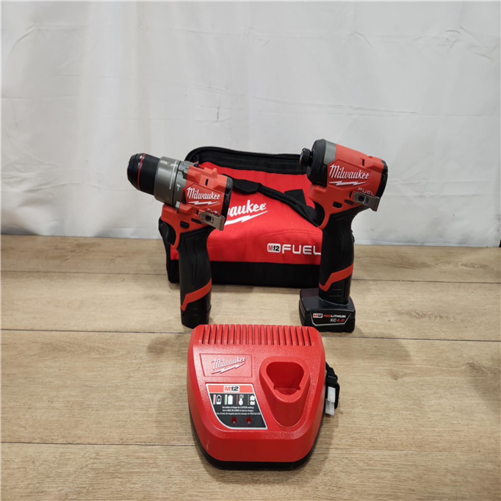 AS-IS- Milwaukee 12V Brushless Hammer Drill and Impact Driver Combo Kit
