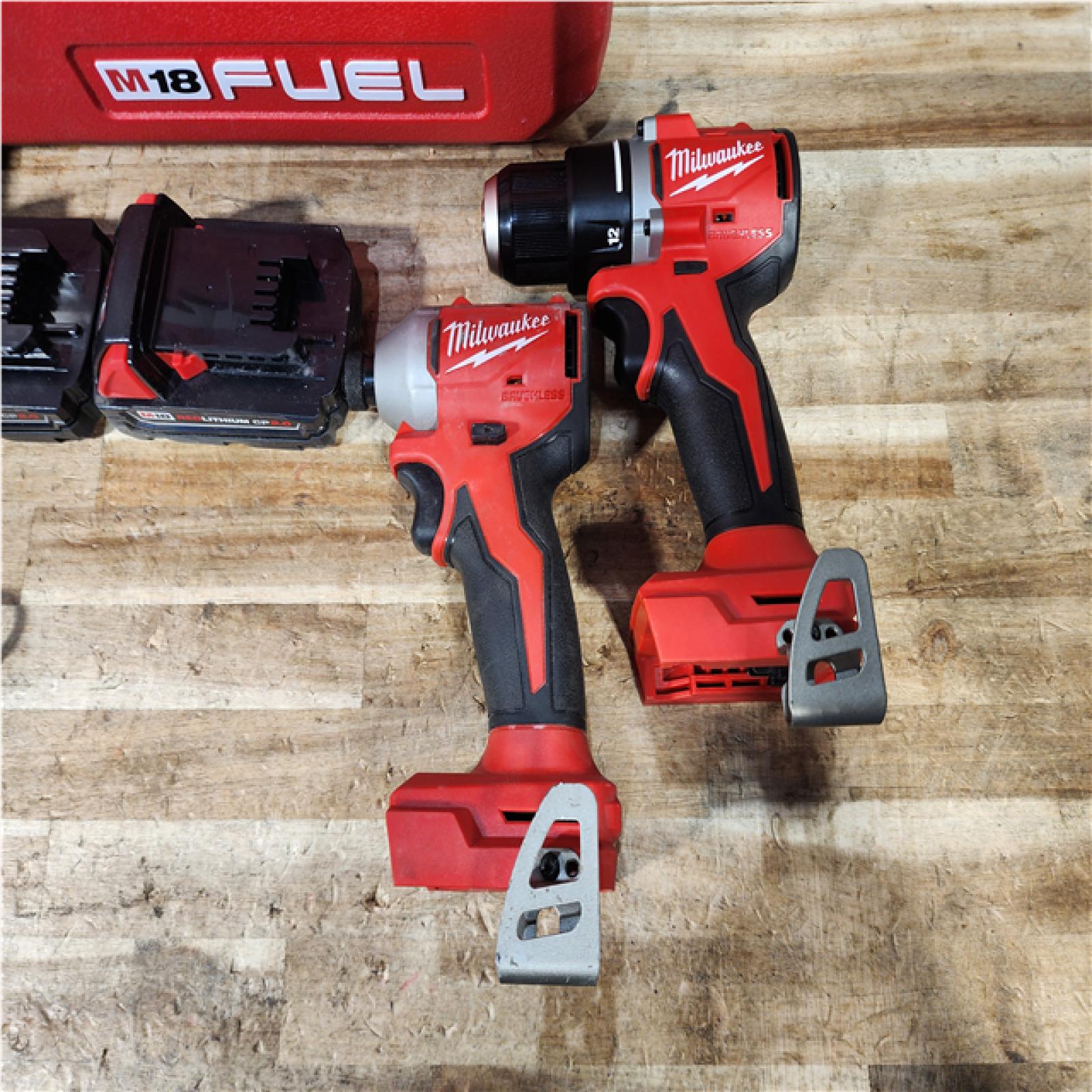 HOUSTON LOCATION - AS - IS Milwaukee FUEL 18V Lithium-Ion Brushless Cordless Hammer Drill and Impact Driver Combo Kit