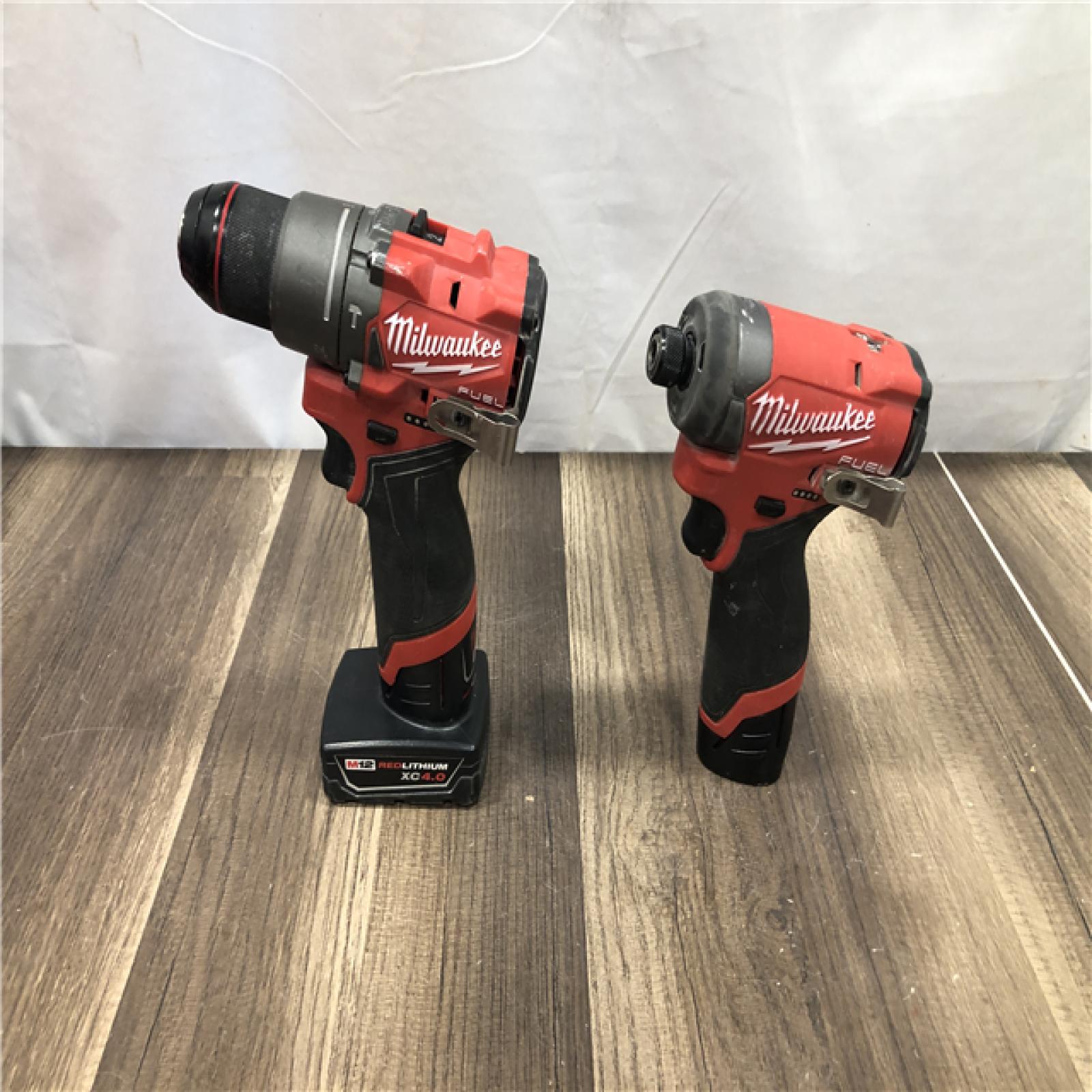 AS-IS Milwaukee FUEL 12-Volt Lithium-Ion Brushless Cordless Hammer Drill and Impact Driver Combo Kit
