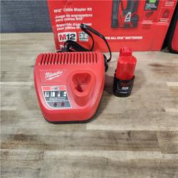 HOUSTON LOCATION - AS-IS Milwaukee Tool 2448-21 Lithium-Ion Cordless Cable Stapler Nailer Kit with 2.0Ah Battery  12-Volt