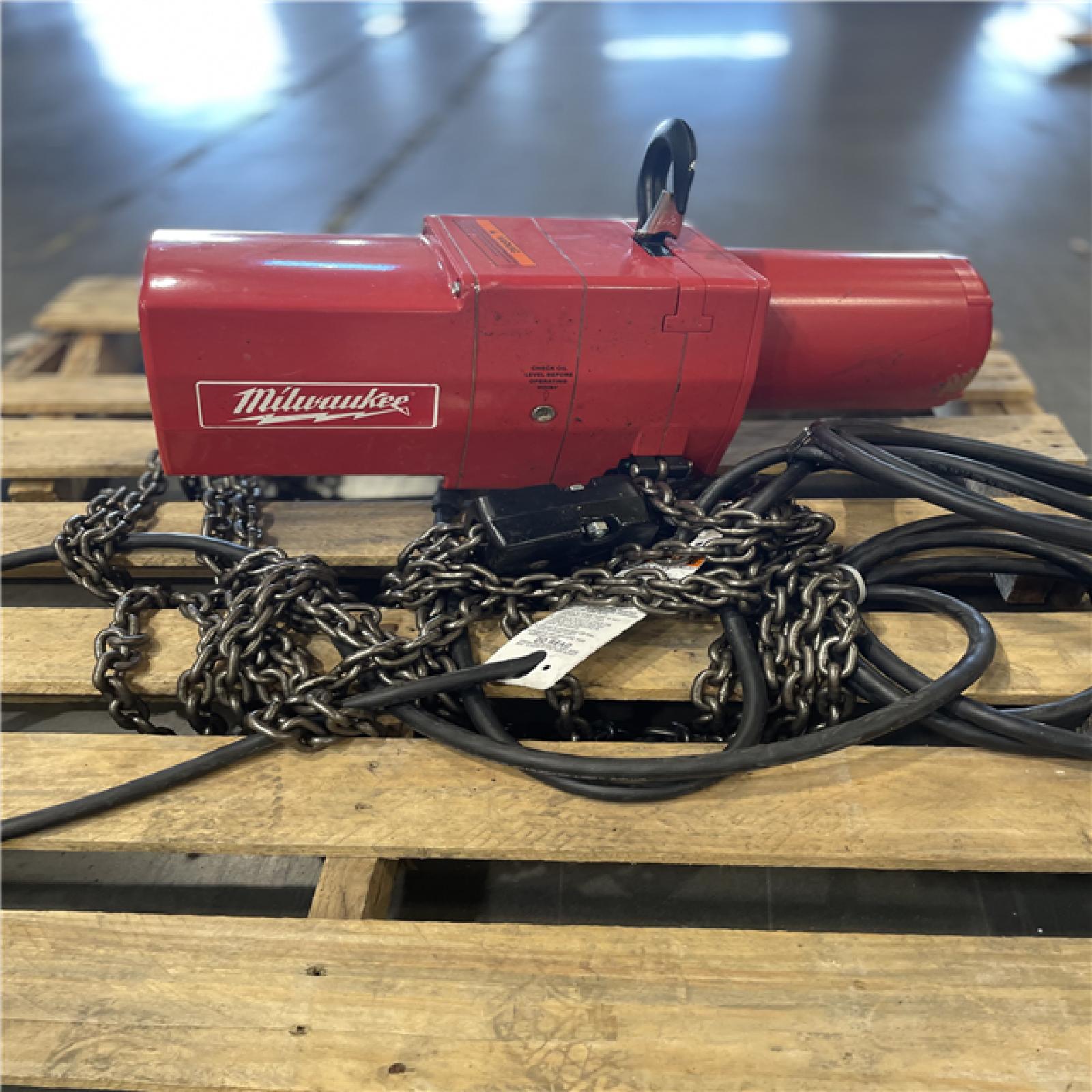 DALLAS LOCATION- AS-IS MILWAUKEE 2-Ton 20 ft. Electric Chain Hoist