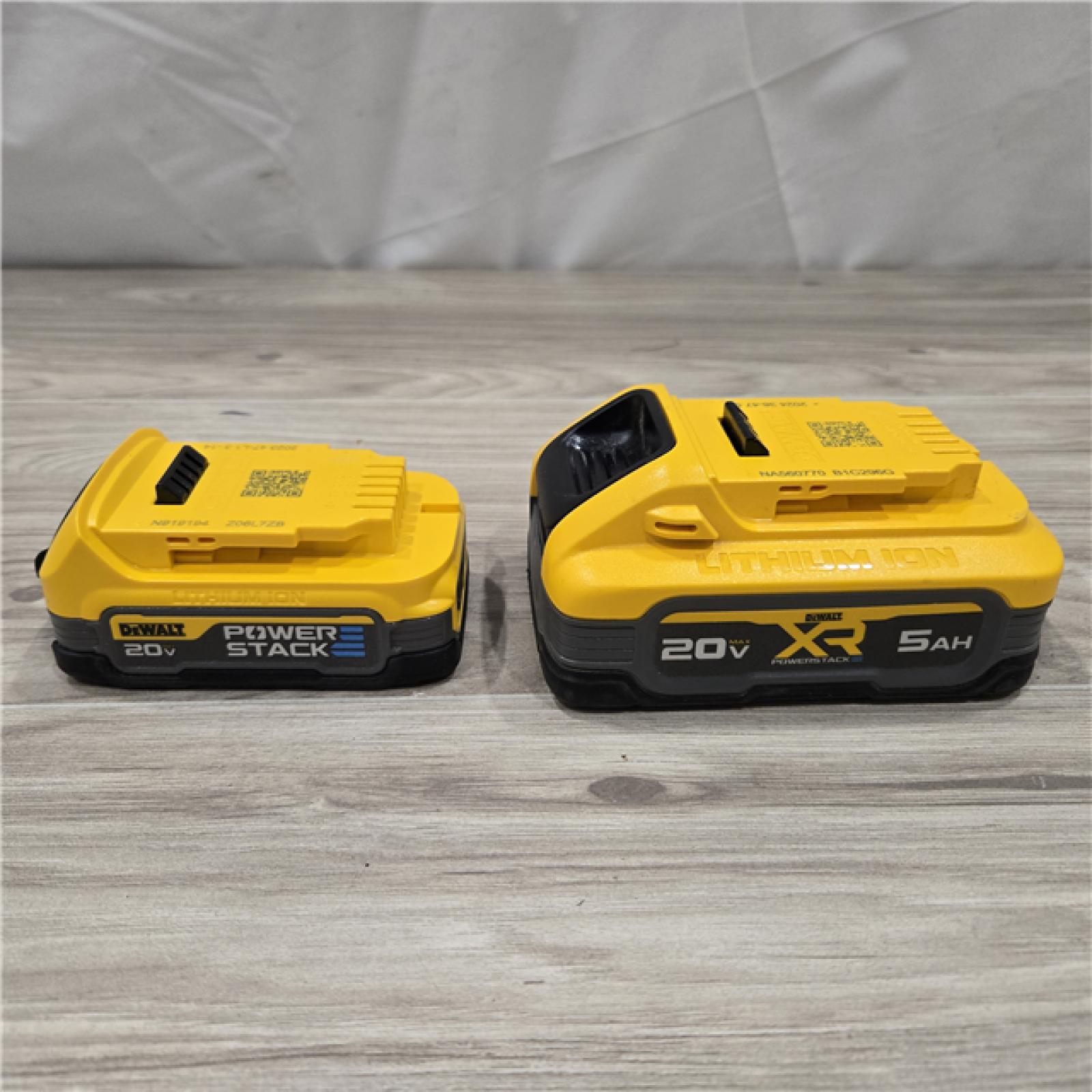AS-IS Dewalt 20V MAX POWERSTACK Lithium-Ion Batteries and Charger Starter Kit (1.7 Ah/5 Ah) - DCBP315-2C