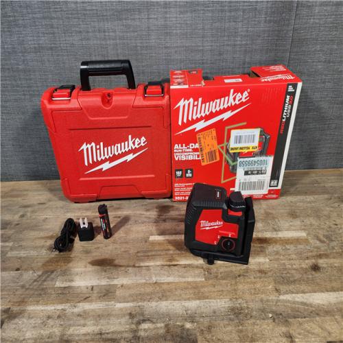 HOUSTON LOCATION - AS-IS MILWAUKEE 100 ft. REDLITHIUM Lithium-Ion USB Green Rechargeable Cross Line Laser Level