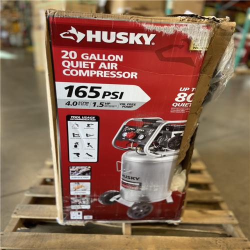DALLAS LOCATION -  Husky 20 Gal.165 PSI Vertical Electric Oil-Free Quiet Auto/Workshop Air Compressor
