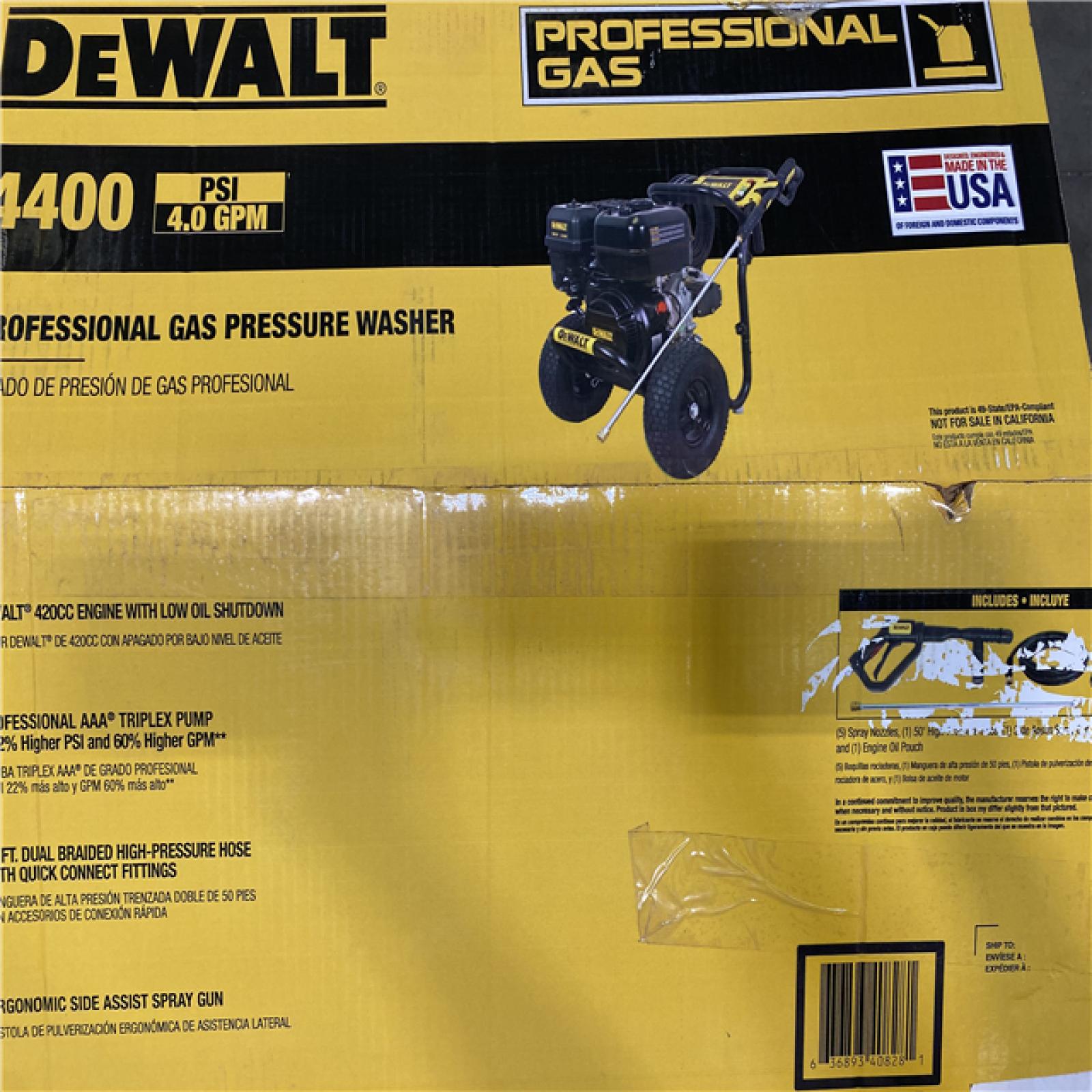 Dallas Location - As-Is DEWALT 4400 PSI 4.0 GPM Gas Pressure Washer