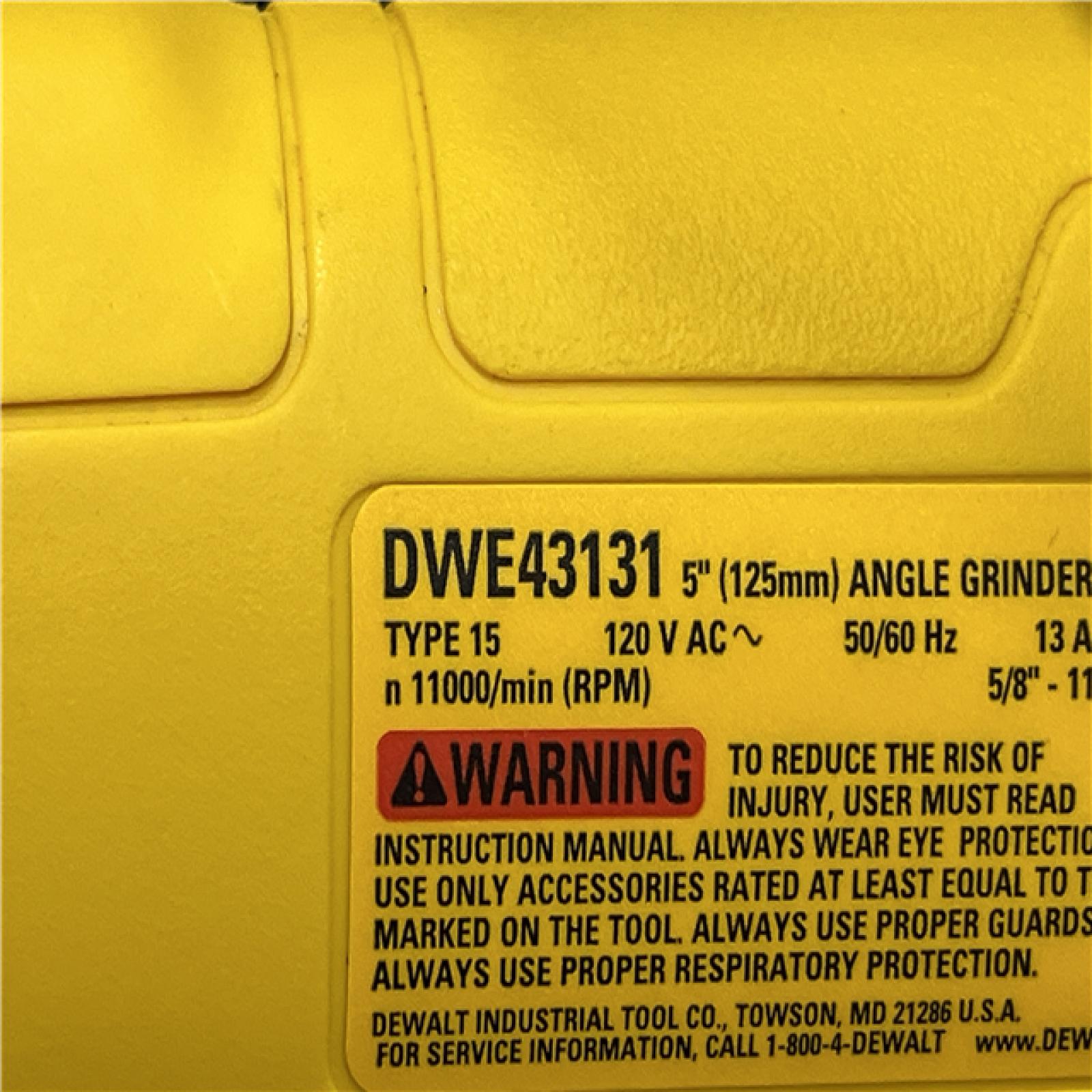 AS-IS DEWALT 13 Amp Corded 4.5 - 5 in. Angle Grinder Kit with Dust Shroud