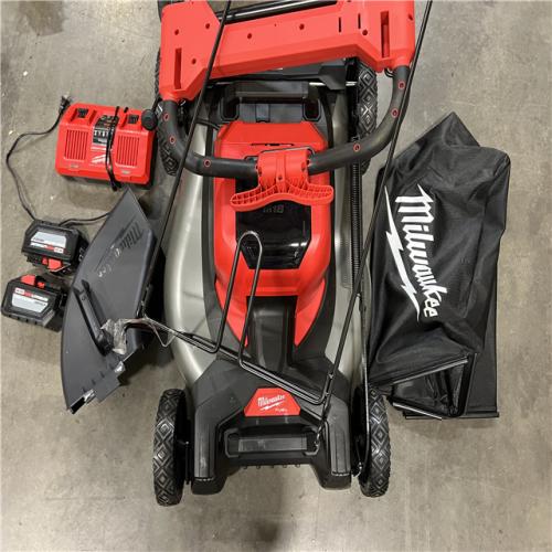 Dallas Location - As-Is Milwaukee M18 FUEL  21 in. Dual Battery Mower w/(2) 12.0Ah Battery and Rapid Charger