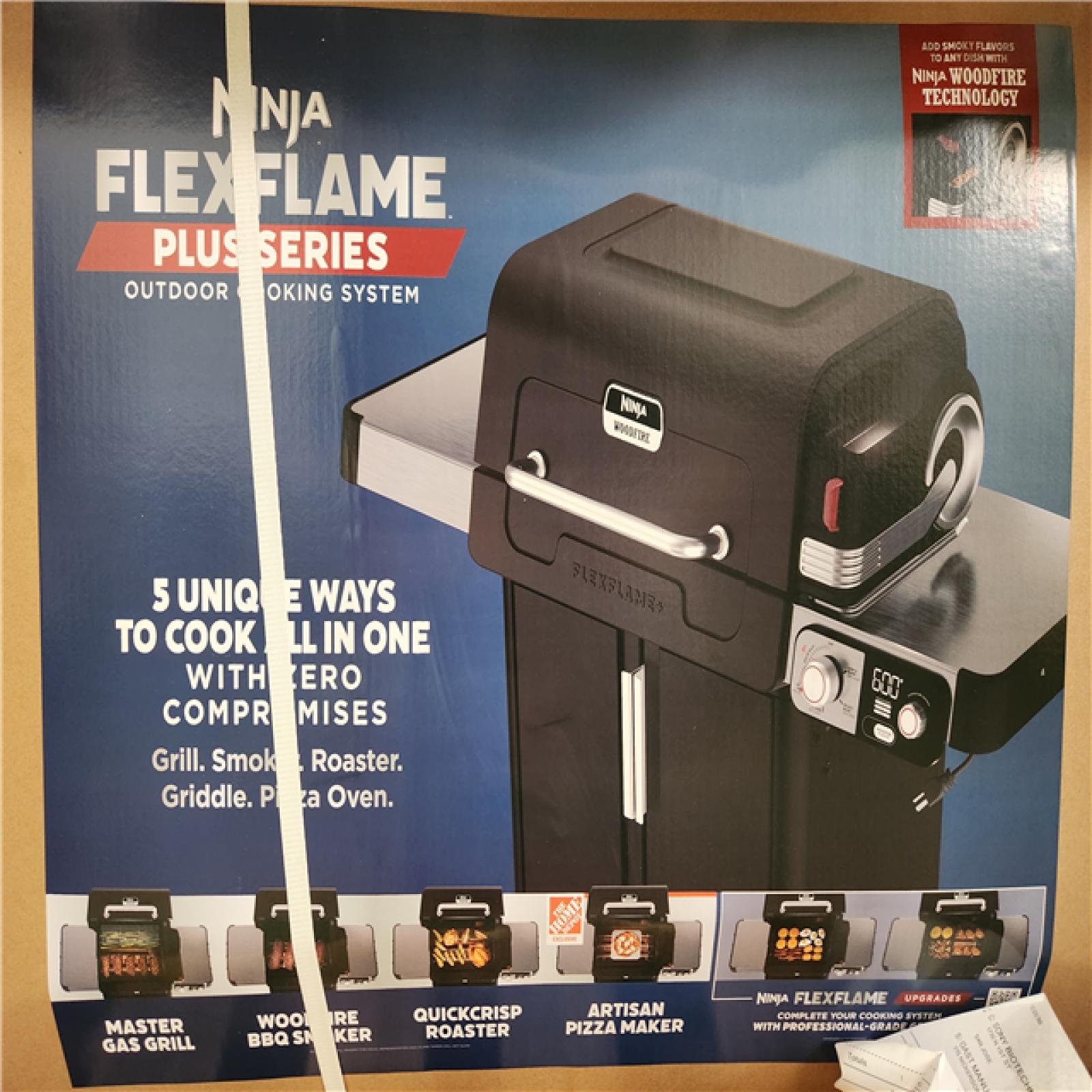 Phoenix NEW NINJA FlexFlame Plus 3-Burner Outdoor Cooking BBQ, 5-in-1 Propane and Electric Grill, Smoker, Roaster, Pizza Maker in Black