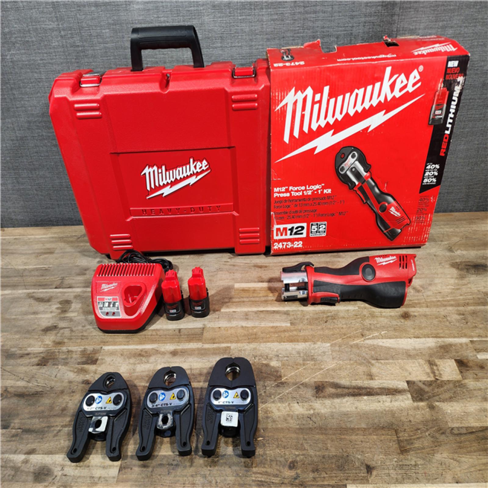 HOUSTON LOCATION - AS-IS M12 12-Volt Lithium-Ion Force Logic Cordless Press Tool Kit (3 Jaws Included) with Two 1.5 Ah Battery and Hard Case