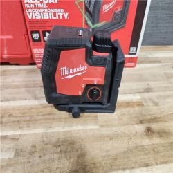 HOUSTON LOCATION - AS-IS Milwaukee 100 ft. REDLITHIUM Lithium-Ion USB Green Rechargeable Cross Line Laser Level with Charger