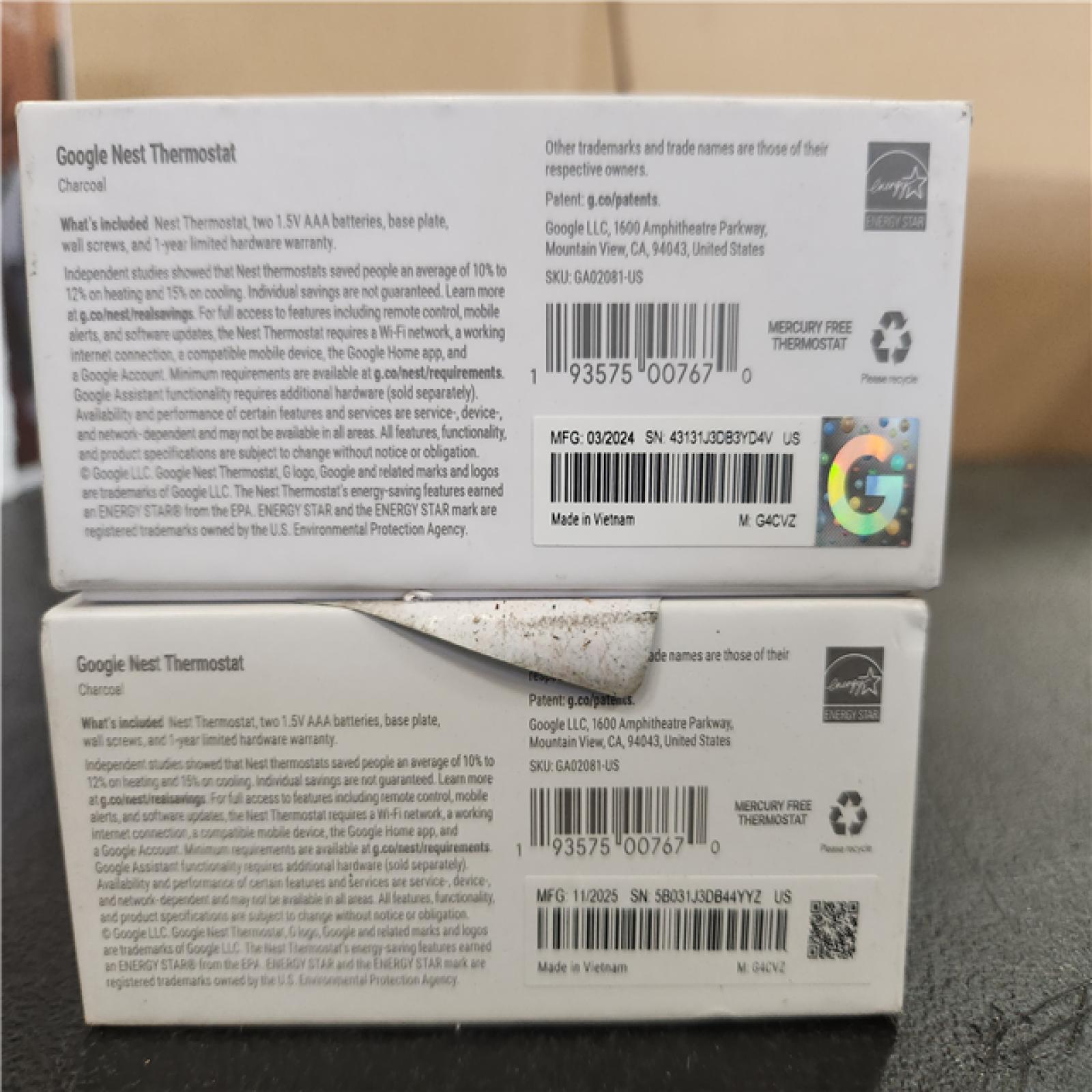 Phoenix AS-IS Google Nest Thermostat - Smart Programmable Wi-Fi Thermostat - (2-Pack)