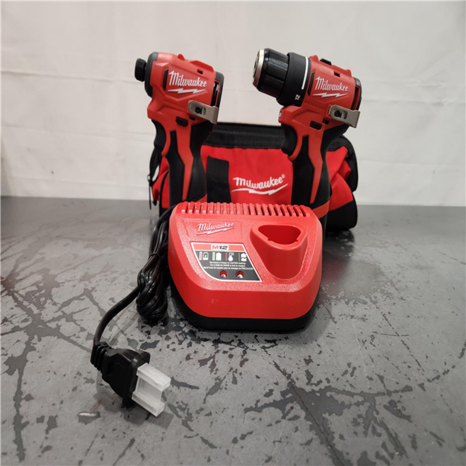 AS-IS- M12 12-Volt Lithium-Ion Brushless Cordless Subcompact Drill and Impact Driver Combo Kit W/2 Batteries and Bag (2-Tool)