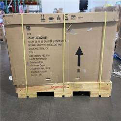 DALLAS LOCATION - Husky 61 in. W x 26 in. D Heavy Duty 10-Drawer 1-Door Mobile Workbench with Hardwood Top, Pegboard and Shelf in Matte Black
