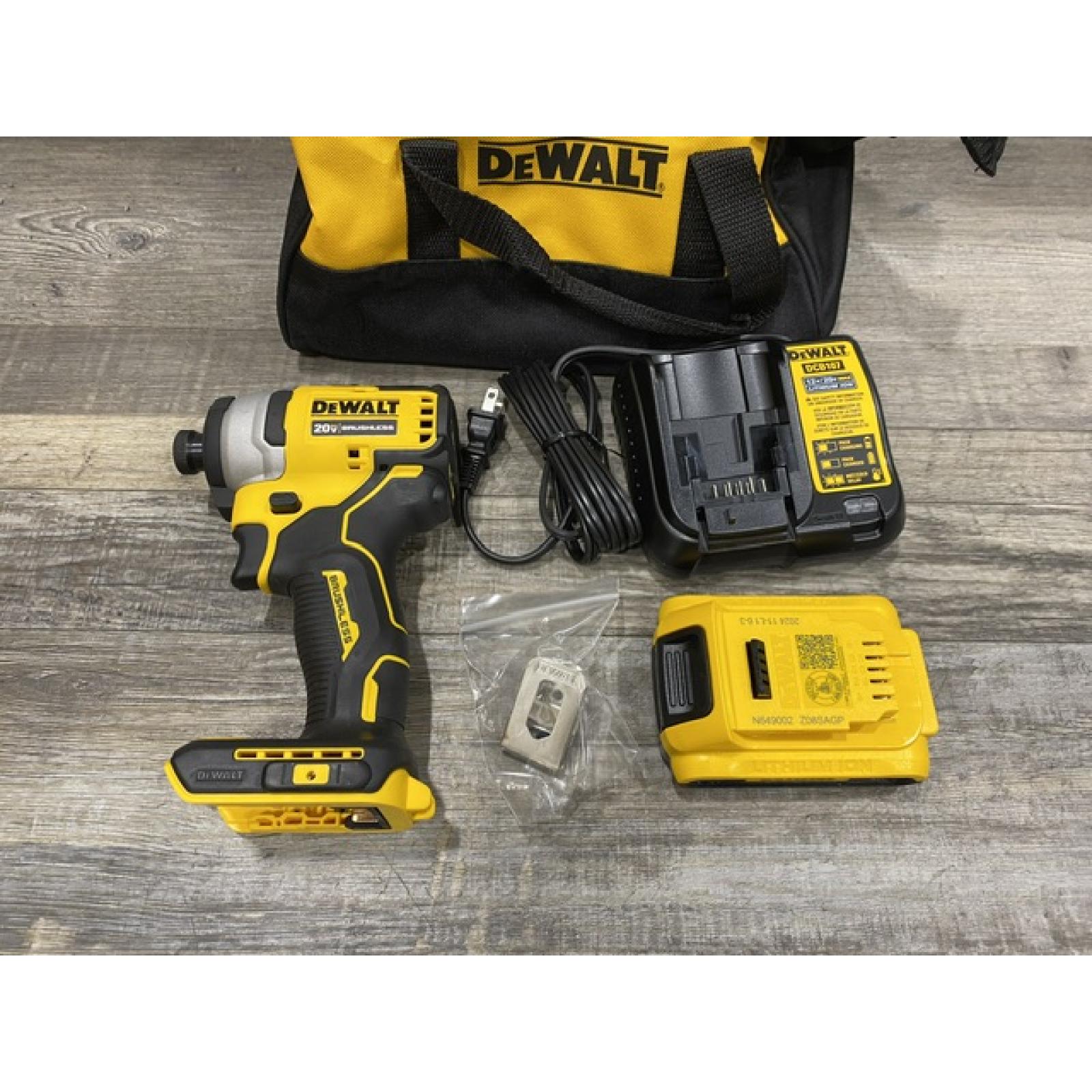 AS-IS DEWALT Atomic 20V Max Lithium-Ion Brushless Cordless Compact 1/4 in. Impact Driver Kit
