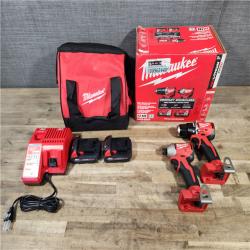 HOUSTON LOCATION - AS-IS Milwaukee M18 18V Lithium-Ion Brushless Cordless Compact Drill/Impact Combo Kit (2-Tool) W/(2) 2.0 Ah Batteries  Charger & Bag