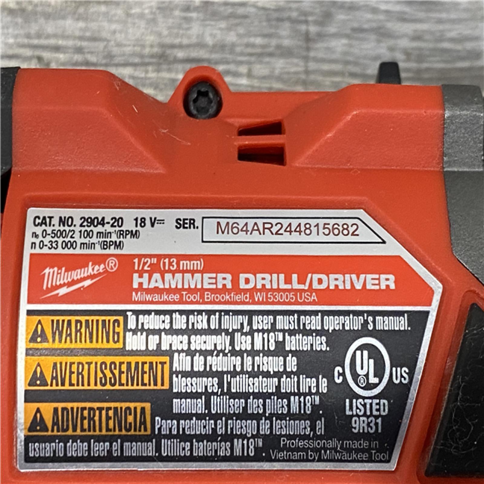 AS-IS Milwaukee FUEL 18V Lithium-Ion Brushless Cordless 1/2 in. Hammer Drill/Driver (Tool-Only)