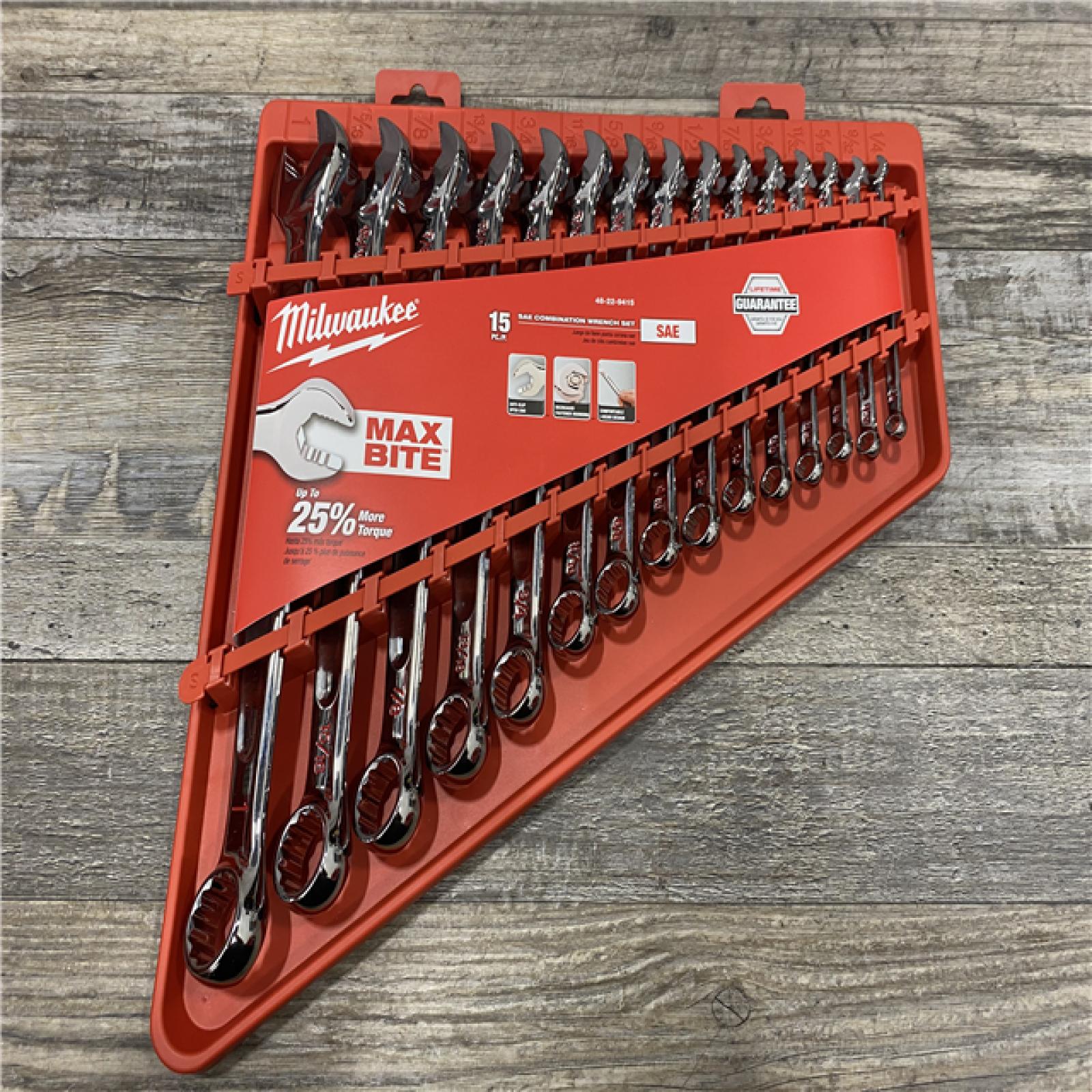 NEW - Milwaukee Combination SAE Wrench Mechanics Tool Set (15-Piece)