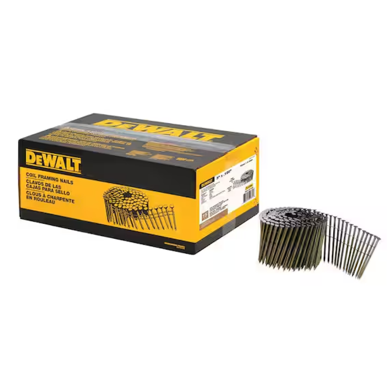 DALLAS LOCATION- AS-IS HOME DEWALT 3 in. x 0.120 in. Metal Coil Nails (2700 per Box) (54 BOXES)