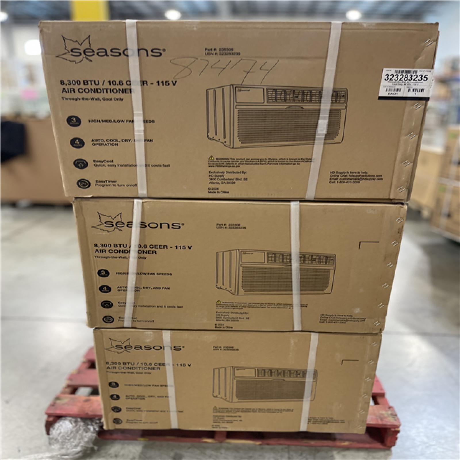 DALLAS LOCATION-NEW! SEASONS 8300 BTU 115V AIR CONDITIONING UNIT PALLET (4 UNITS)