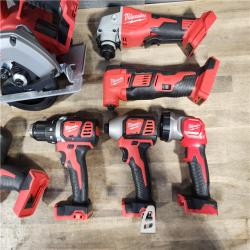 HOUSTON LOCATION - AS-IS MILWAUKEE 7 TOOL COMBO KIT W/ (2) BATTERY & CHARGER