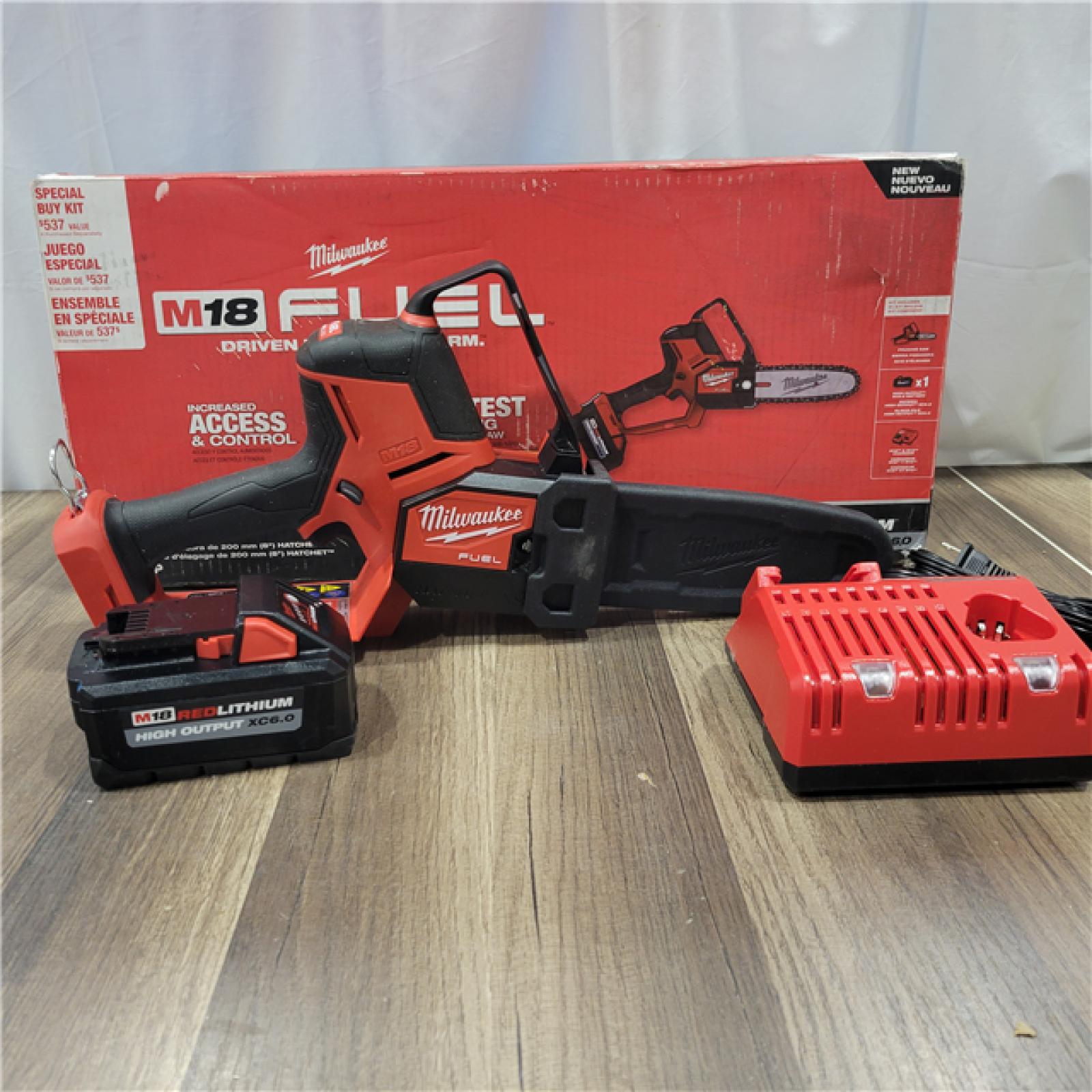AS-IS Milwaukee M18 FUEL 8 in. 18V Lithium-Ion Brushless HATCHET Pruning Saw Kit with 6Ah High Output Battery and Charger