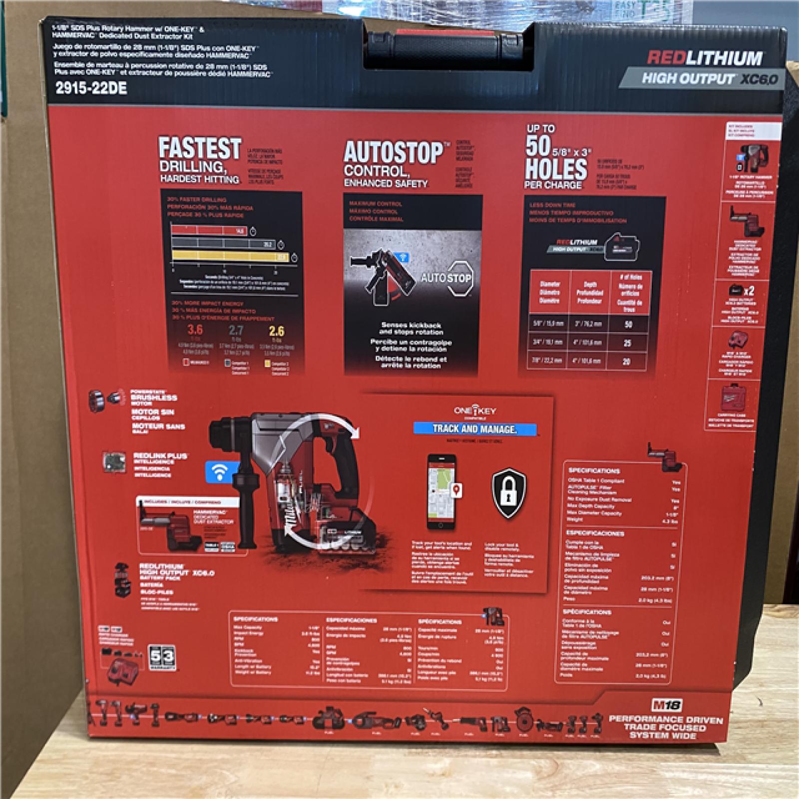 NEW! MILWAUKEE M18 FUEL 18V Lithium-Ion Brushless 1-1/8 in. Cordless SDS-Plus Rotary Hammer/Dust Extractor Kit