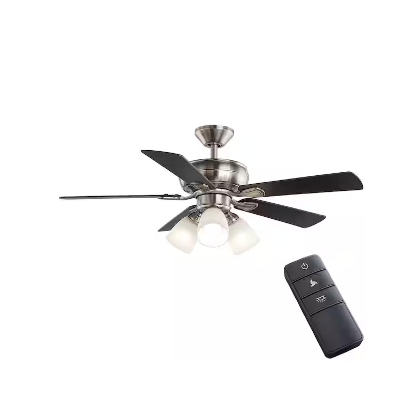 DALLAS LOCATION - Hampton Bay Riley 44 in. LED Brushed Nickel Indoor Ceiling Fan with Light Kit PALLET-(36 UNITS)