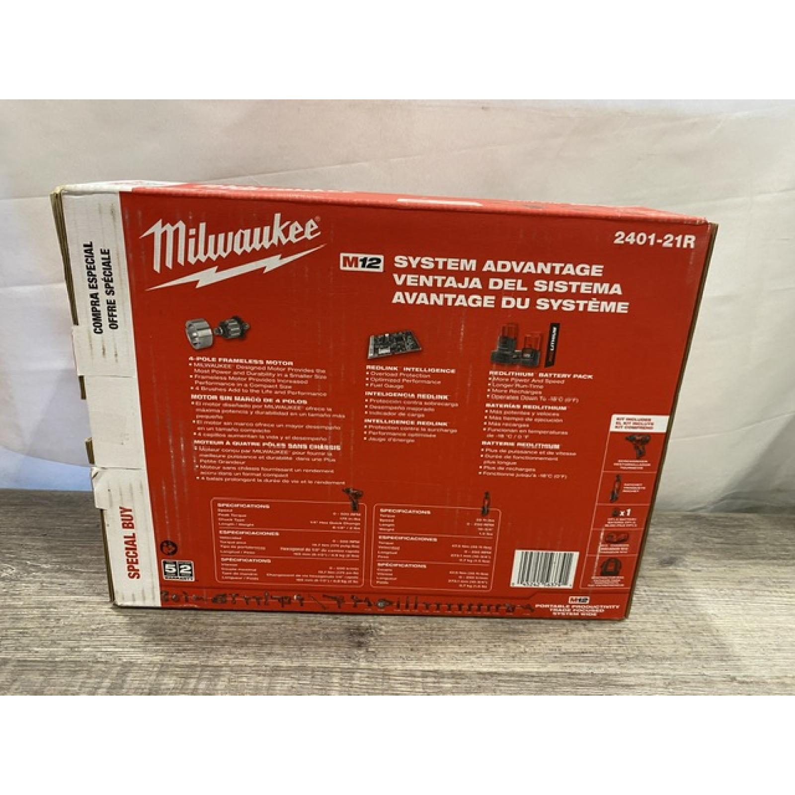 NEW - Milwaukee 12V Lithium-Ion Cordless 3/8 in. Ratchet and Screwdriver (2-Tool) Combo Kit