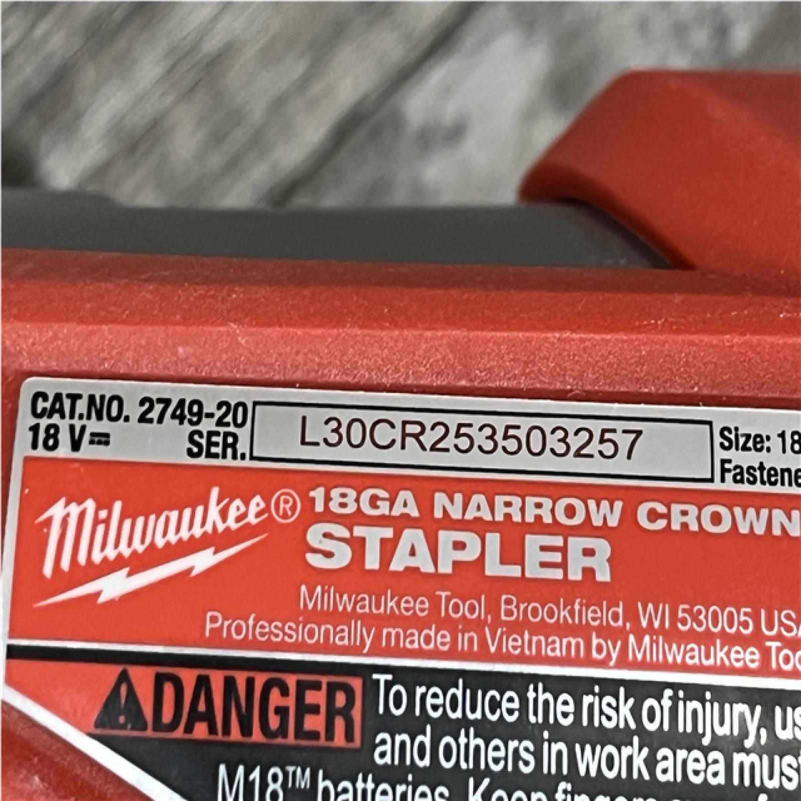 AS-IS Milwaukee FUEL 18-Volt Lithium-Ion Brushless Cordless 18-Gauge 1/4 in. Narrow Crown Stapler (Tool-Only)