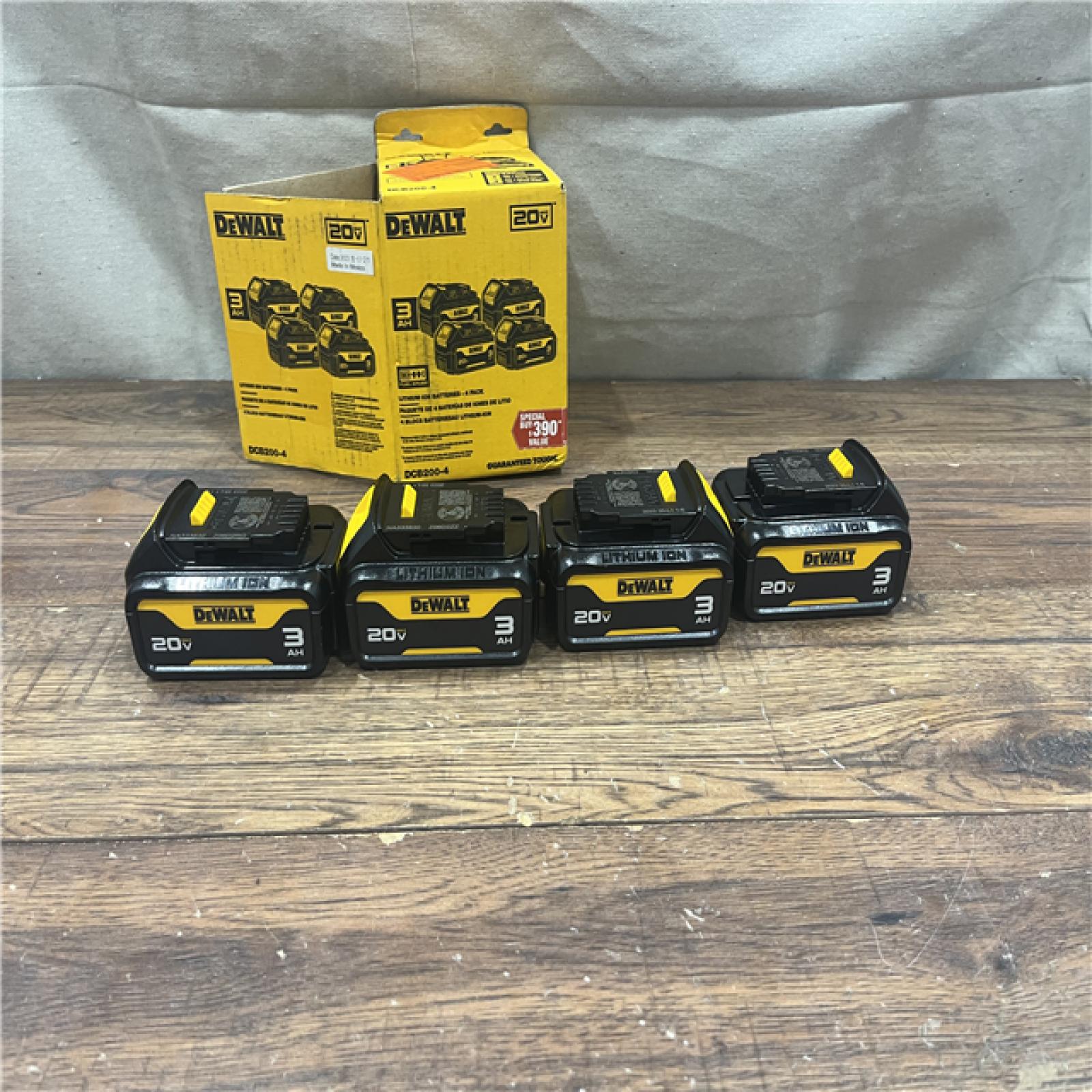 AS-IS DEWALT 20V Max 3Ah Battery 4 Pack