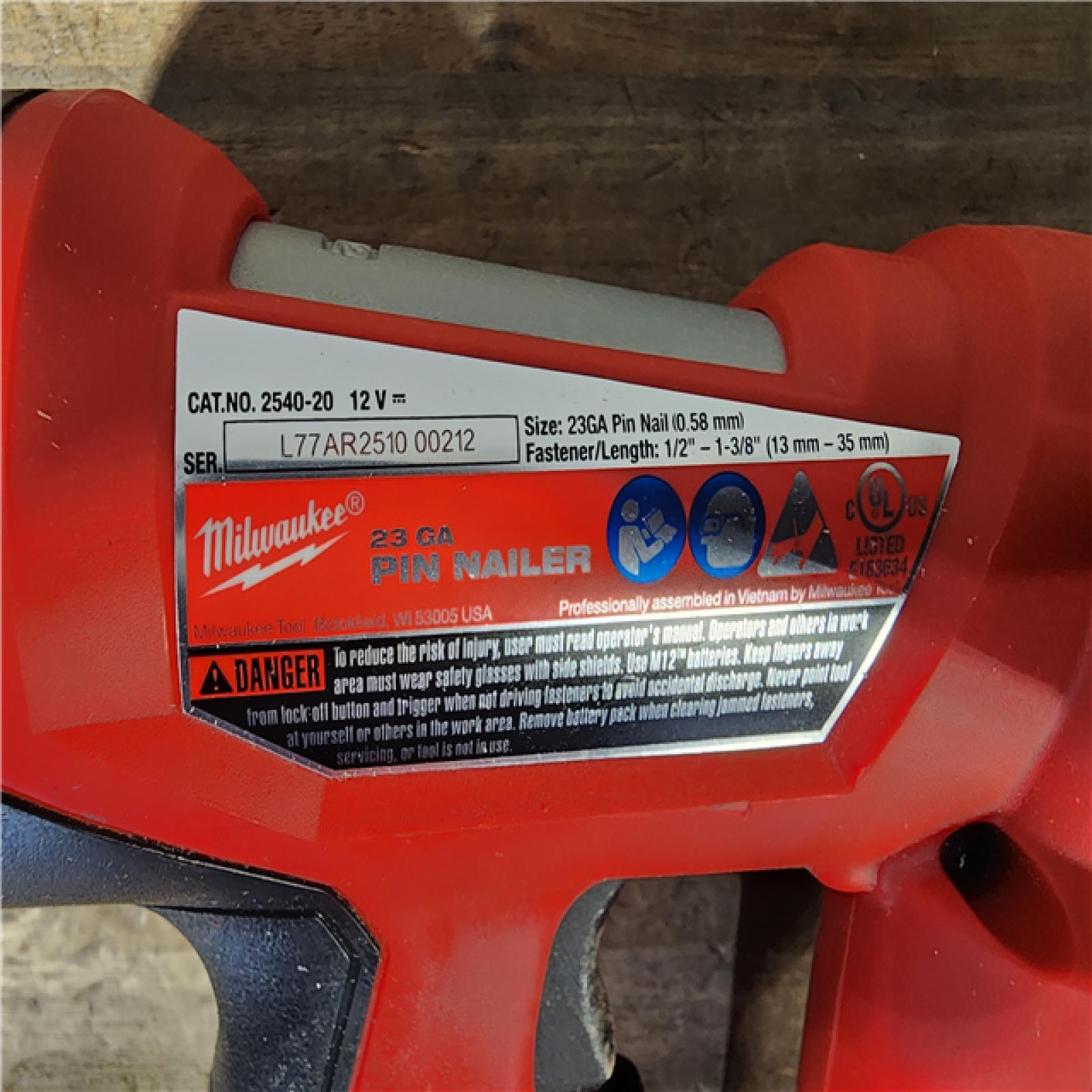 HOUSTON LOCATION - AS-IS Milwaukee 2540-20 12V 23 Gauge Cordless Pin Nailer (Tool Only)