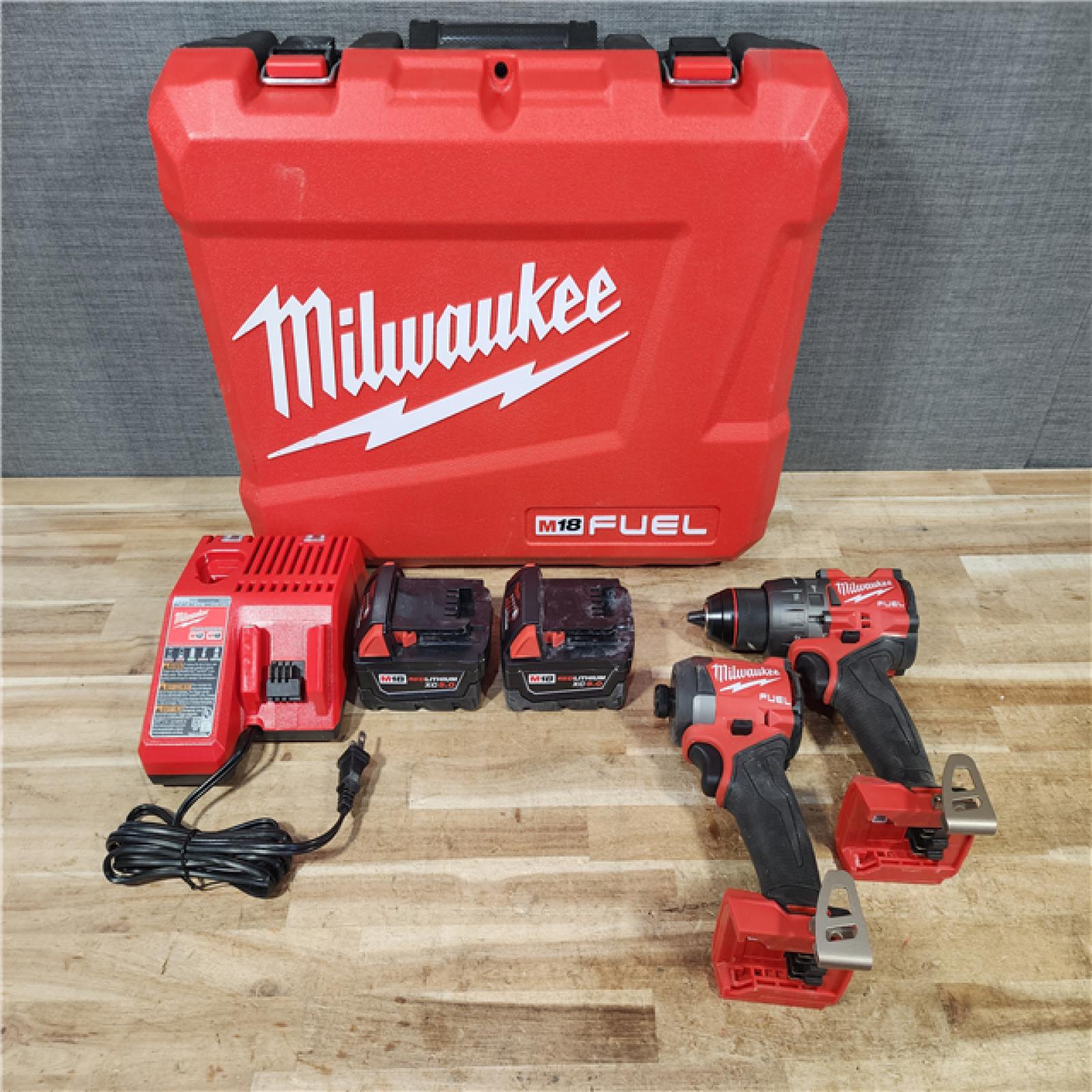 HOUSTON LOCATION - AS - IS Milwaukee FUEL 18V Lithium-Ion Brushless Cordless Hammer Drill and Impact Driver Combo Kit