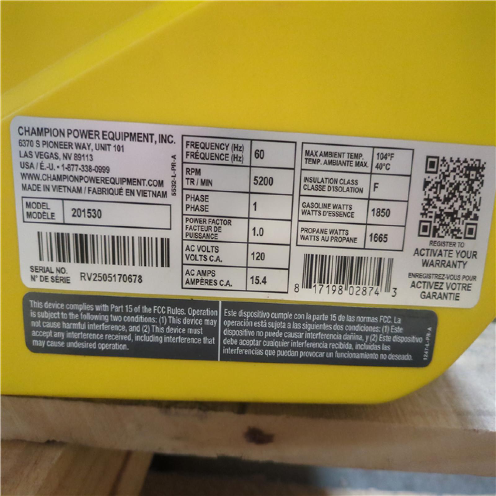 CALIFORNIA AS-IS CHAMPION PORTABLE POWER GENERATOR