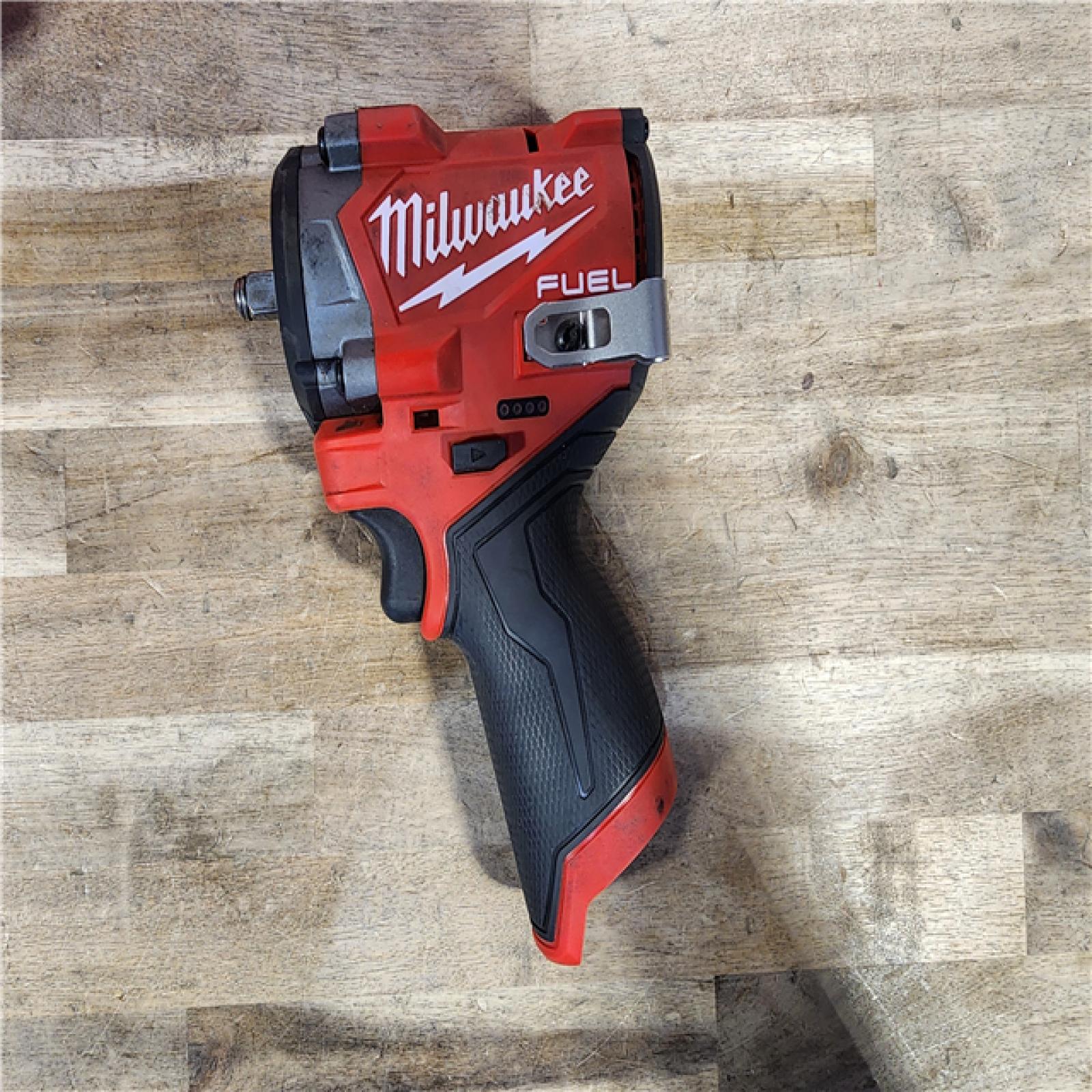 HOUSTON LOCATION - AS-IS M12 FUEL 12V Li-Ion Brushless Cordless Stubby 3/8 in. Impact Wrench Kit W/(1) 5.0 Ah High Output Battery