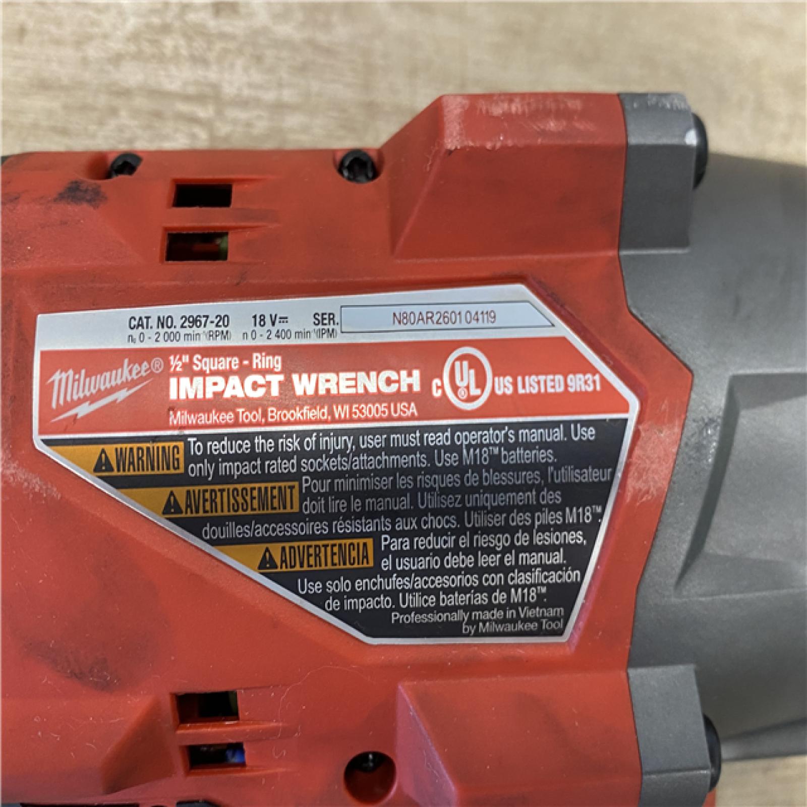 AS-IS Milwaukee FUEL 18V Lithium-Ion Brushless Cordless 1/2 in. Impact Wrench w/Friction Ring Kit