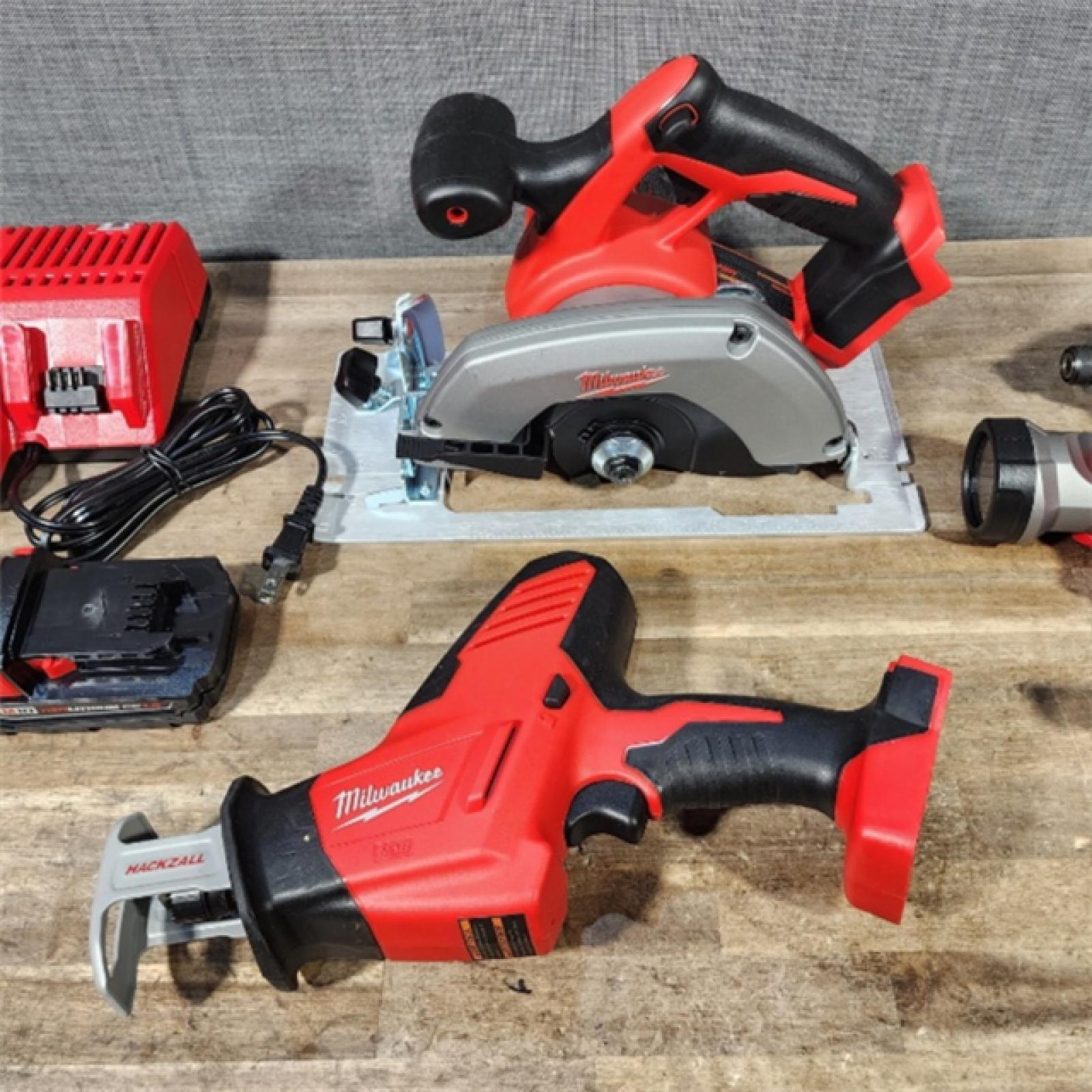 HOUSTON LOCATION - AS-IS MILWAUKEE 5 TOOL COMBO KIT W/ (2) BATTERY & CHARGER