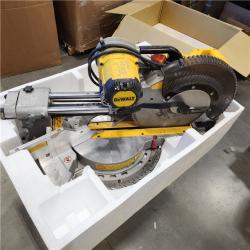AS-IS DEWALT 15 Amp Corded 12 in. Double Bevel Sliding Compound Miter Saw with XPS Technology, Blade Wrench and Material Clamp
