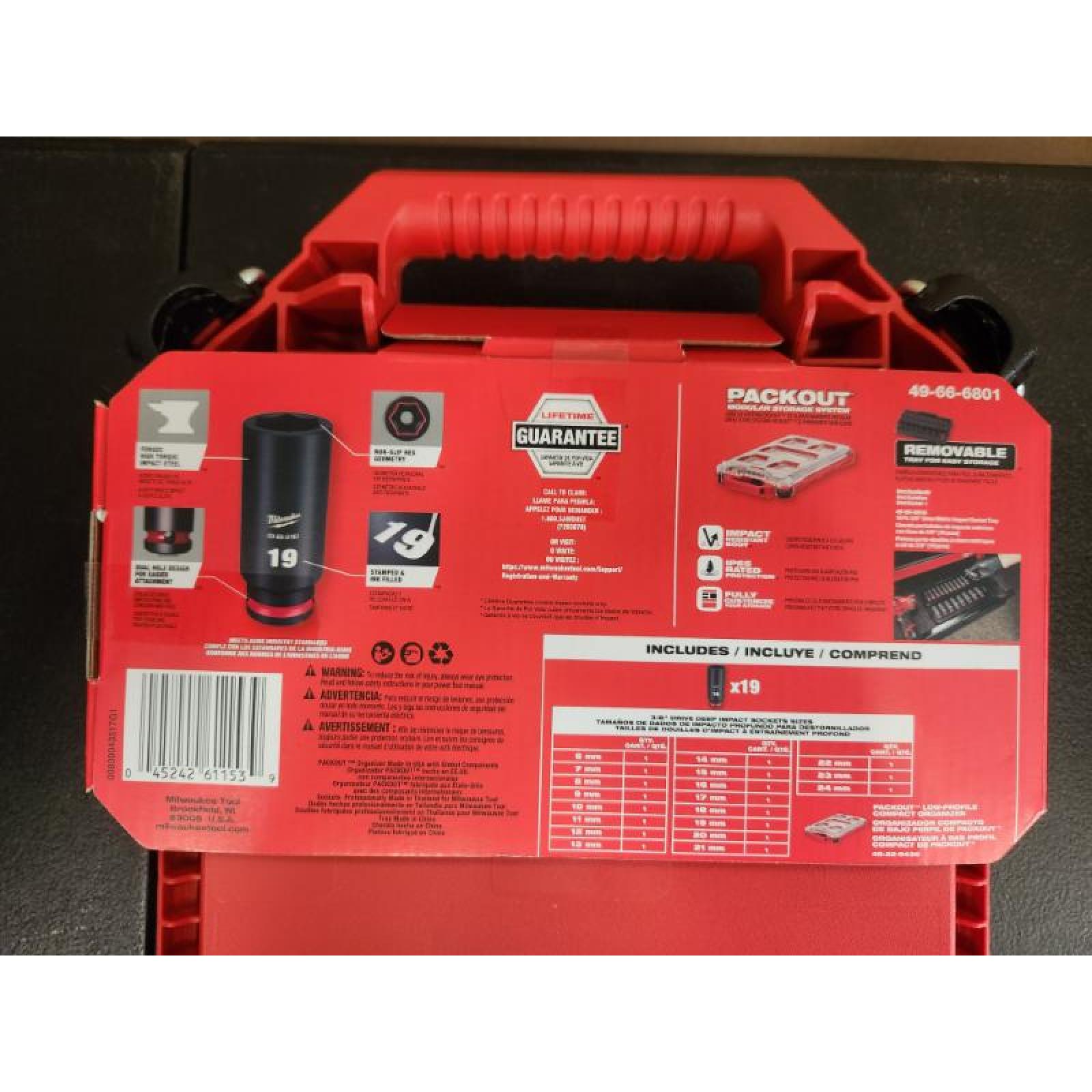 Phoenix NEW Milwaukee SHOCKWAVE Impact-Duty 3/8 in. Drive Metric Deep Well Impact PACKOUT Socket Set (19-Piece) (SEALED
