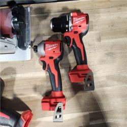 HOUSTON LOCATION - AS-IS Milwaukee M18 18-Volt Lithium-Ion Brushless Cordless Combo Kit (4-Tool) with 2-Batteries, 1-Charger and Tool Bag