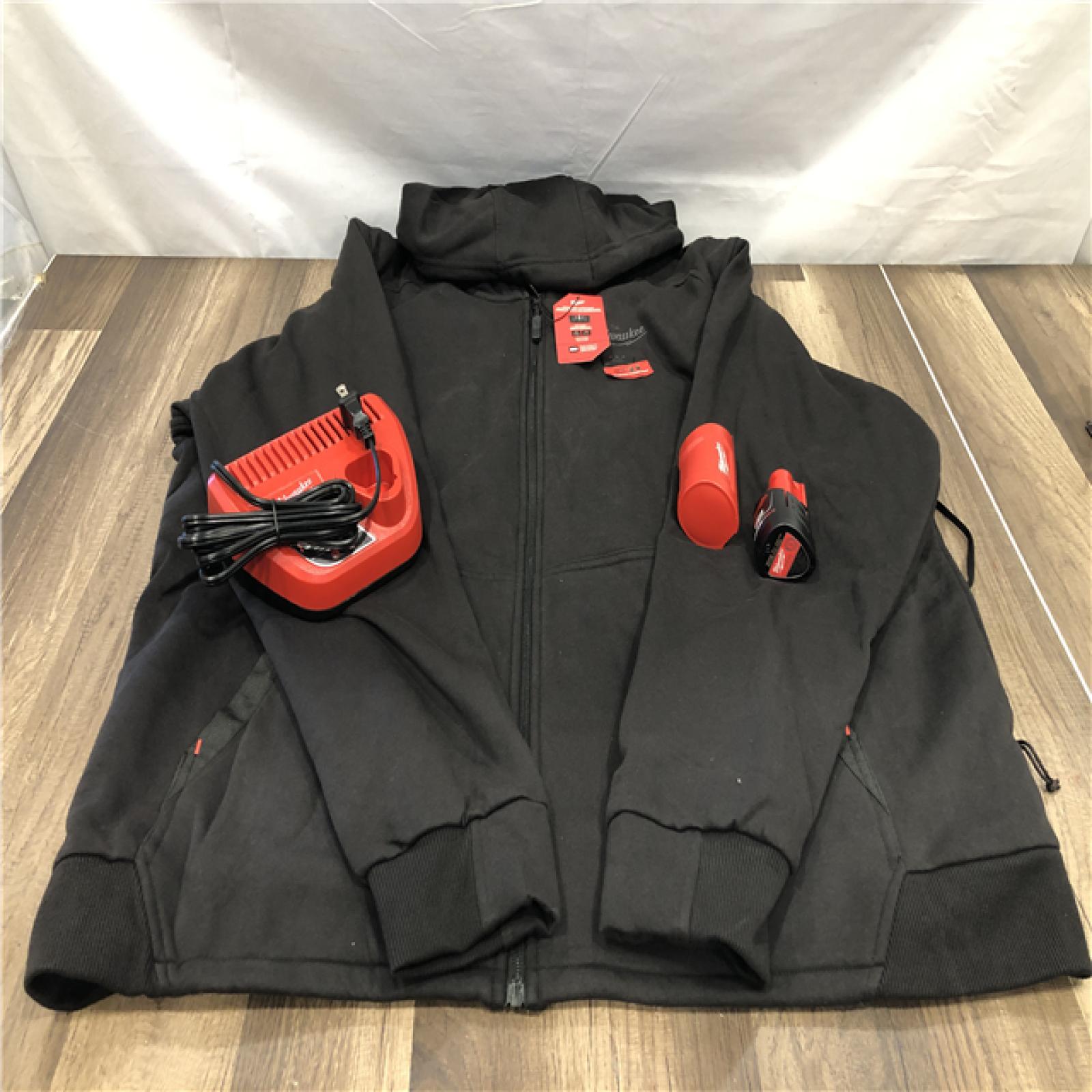 AS-IS Milwaukee Men's 2X-Large 12-Volt Lithium-Ion Cordless Black Heated Jacket Hoodie Kit