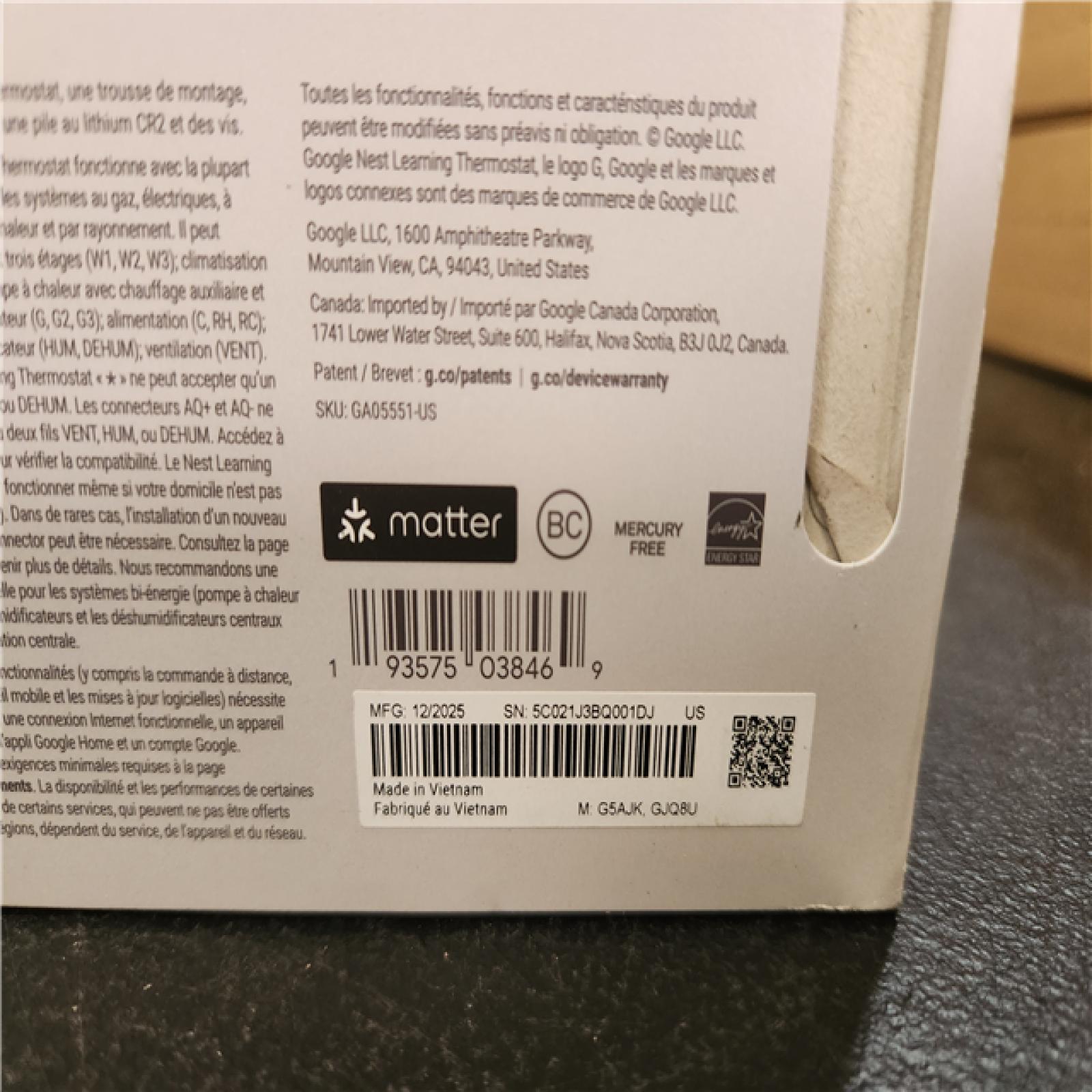 Phoenix AS-IS Google Nest Learning Thermostat (4th Gen) with Nest Temperature Sensor (2nd Gen)