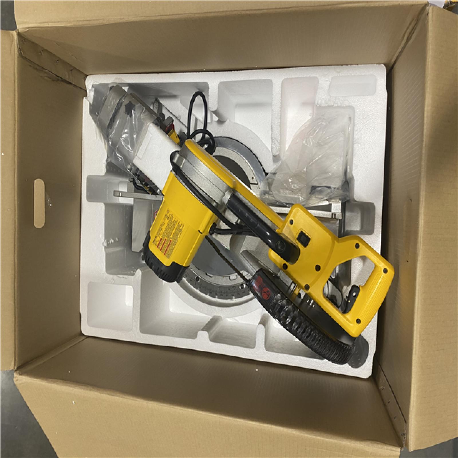Dallas Location - As-Is 	DEWALT 15 Amp Corded 12 in. Double Bevel Sliding Compound Miter Saw