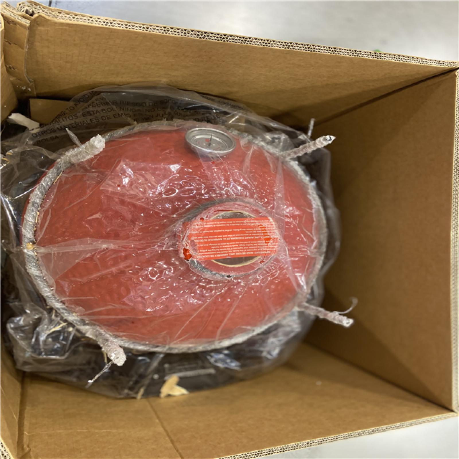 DALLAS LOCATION - Kamado Joe Classic Joe II 18 in. Charcoal Grill in Red with Cart  Side Shelves  Grate Gripper  and Ash Tool