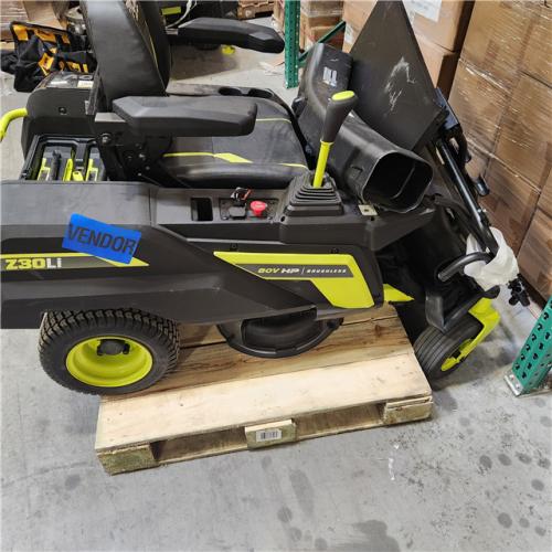 Dallas Location - As-Is RYOBI 80V HP Brushless 30 in. Battery Riding Mower with (2) 80V Batteries and Charger